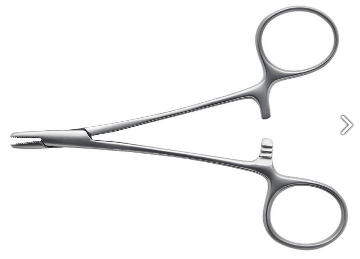 Converse-Derf Needle Holder, Longitudinal Serrations, Large Finger Rings, 4 1/4" (10.8 Cm)
